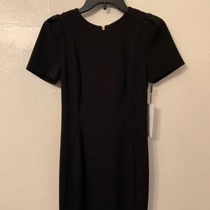 Calvin Klein black midi work dress
